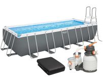 Каркасний басейн Bestway 5612B (640х274х132 см) з пісочним фільтром, драбиною та тентом