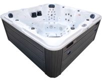 СПА-басейн Aquajoy Maldives (230х230х95 см), сріблясто-білий мармур, з динаміками та LED-підсвічуванням