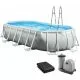 Каркасний басейн Intex 26798 OVAL (610х305х122 см) з картриджним фільтром, драбиною та тентом