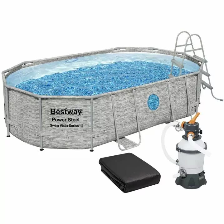 Каркасний басейн Bestway 56946 (488х305х107 см) з пісочним фільтром, драбиною та захисним тентом