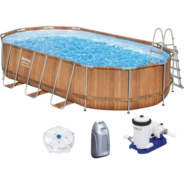 Каркасный бассейн Bestway 56719 (610х366х122 см) с гидромассажем, картриджным фильтром и лестницей