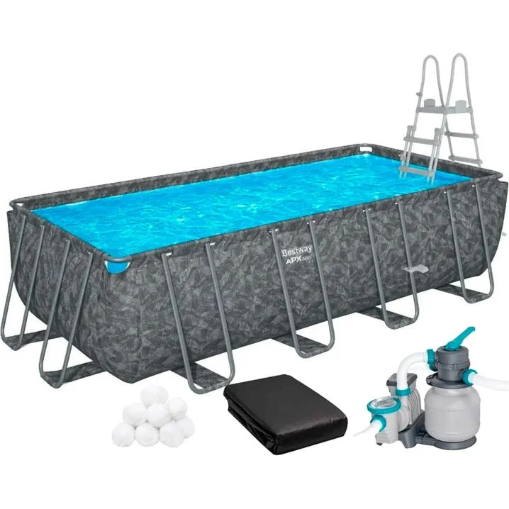 Каркасний басейн Bestway Grey 561KA (549х274х132 см) з піщаним фільтром, тентом та драбиною