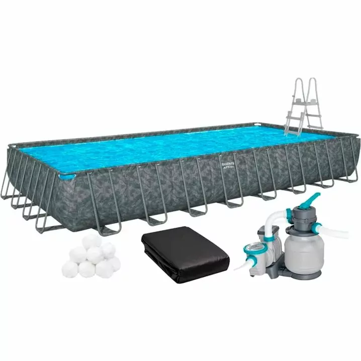 Каркасний басейн Bestway Grey 561KJ (956х488х132 см) з піщаним фільтром, тентом та драбиною